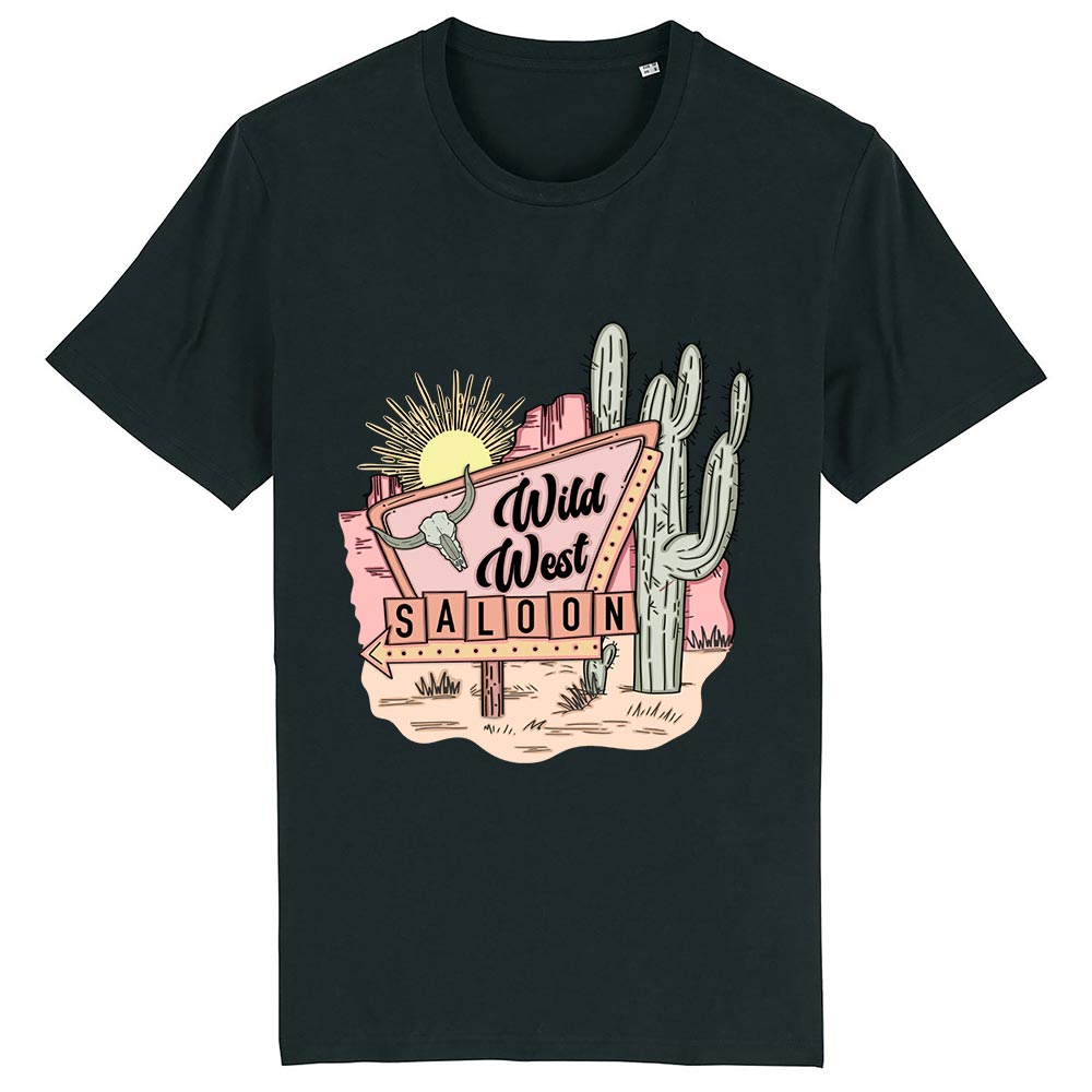 Ladies black western tees front Wild West Saloon