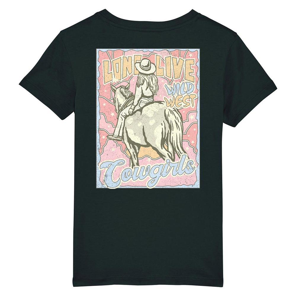Kids black western tees back Cowgirl