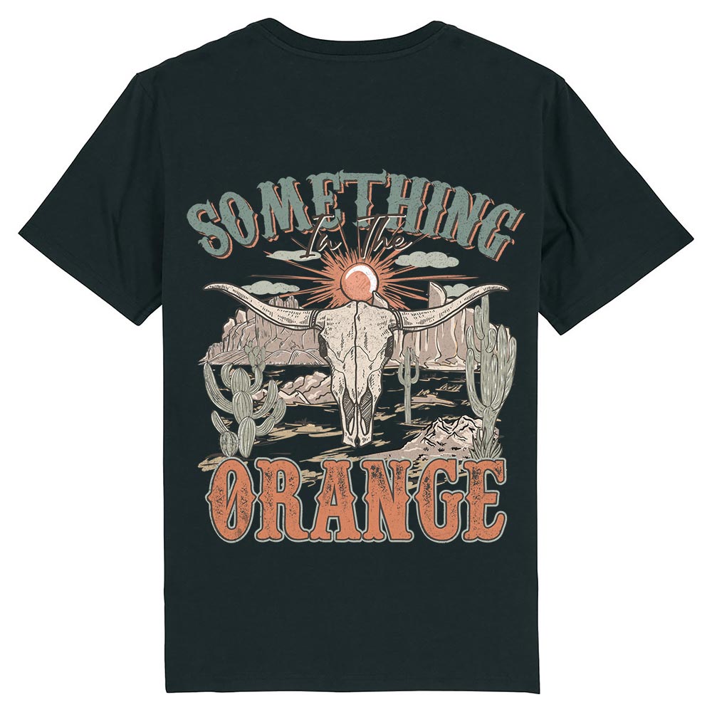 Ladies black western tees back Something Orange