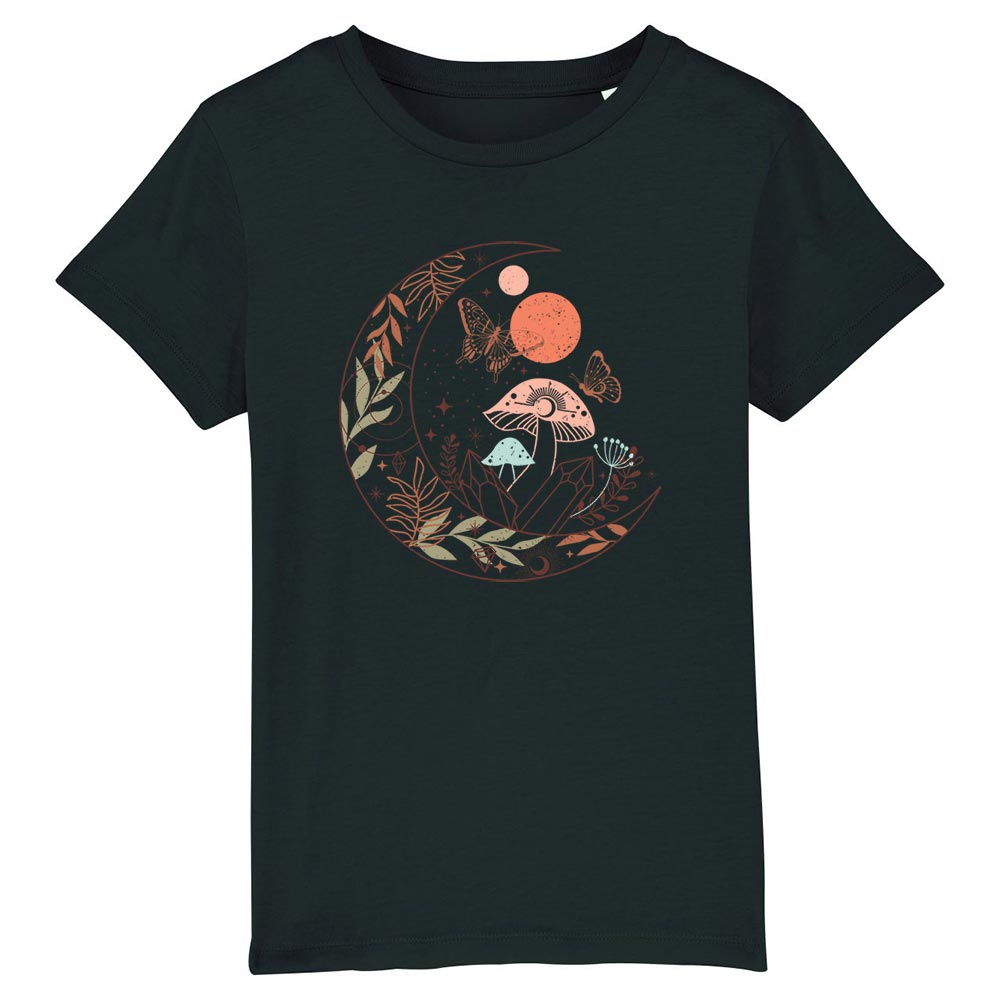 Kids black western tees front Moon