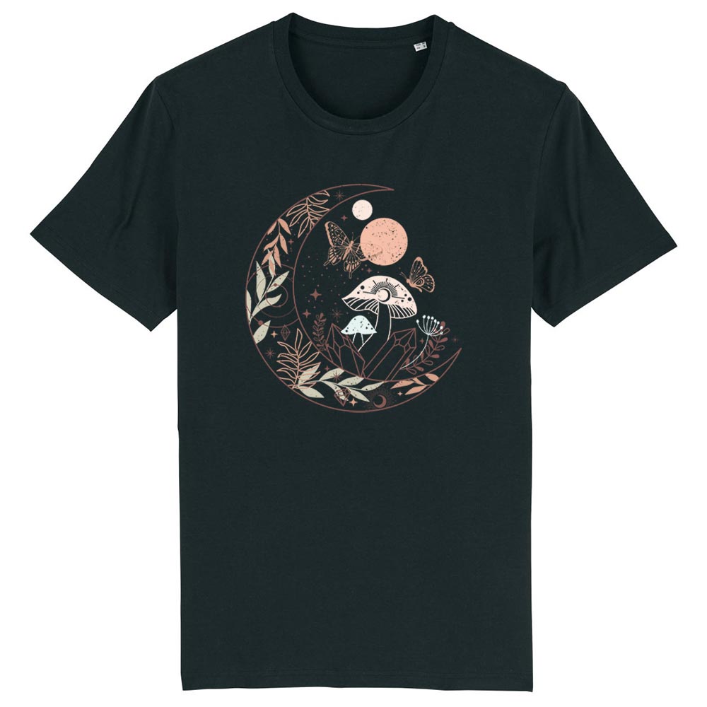 Ladies black western tees front Moon