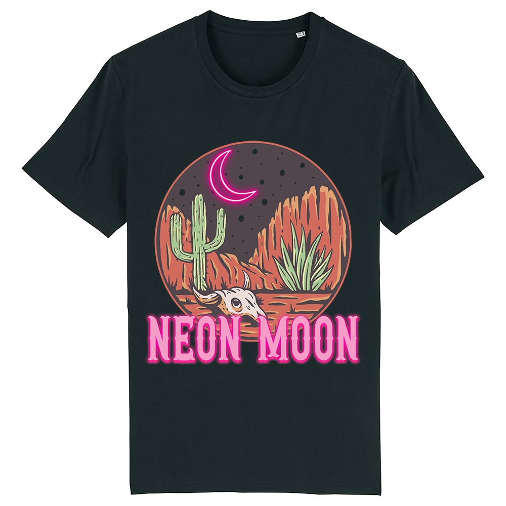 Ladies black western tees front Neon Moon