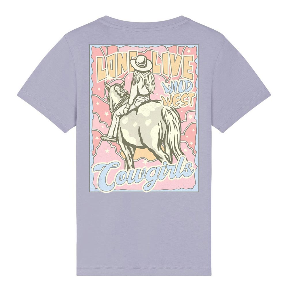 Kids lavender western tees back Cowgirl