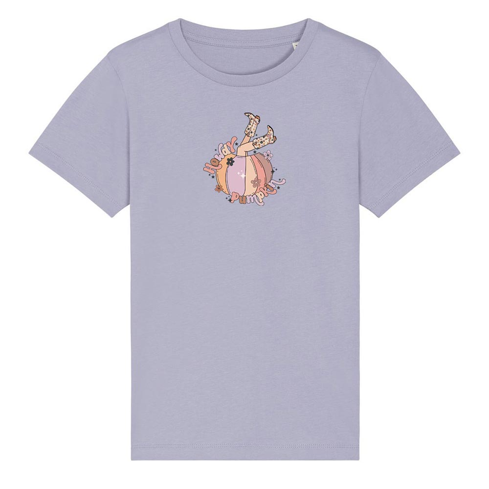 Kids lavender western tees front Howdy Pumpkin