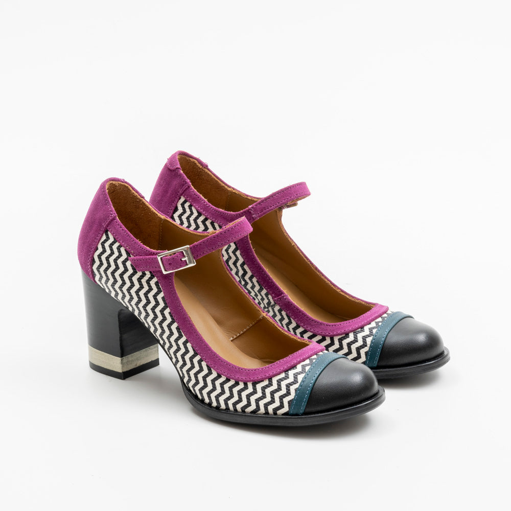 Nemonic 1790 retro shoes magenta black