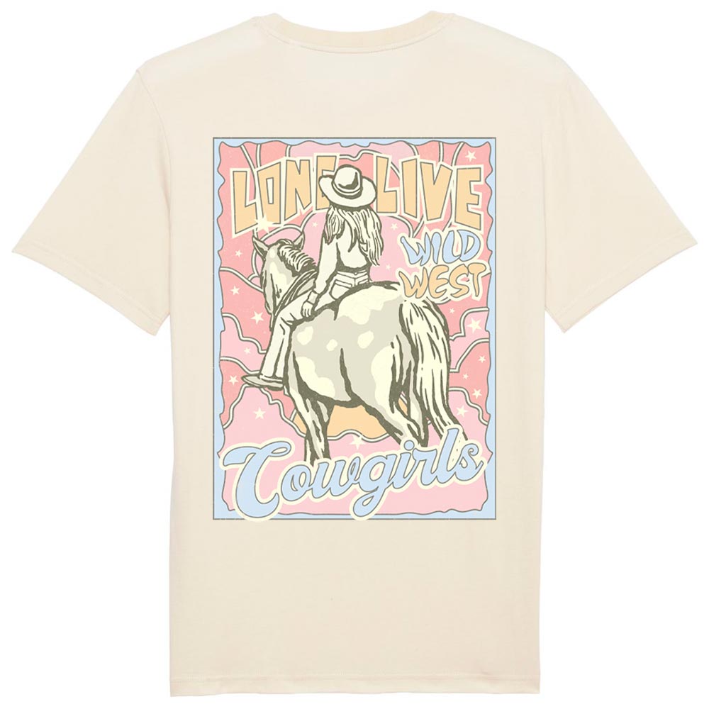 Ladies off-white western tees back Cowgirl