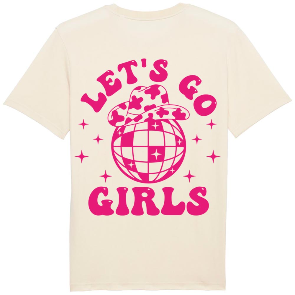Ladies off-white western tees Let's Go Girls