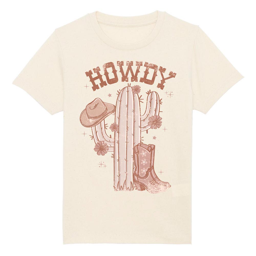 Kids off-white western tees front Howdy