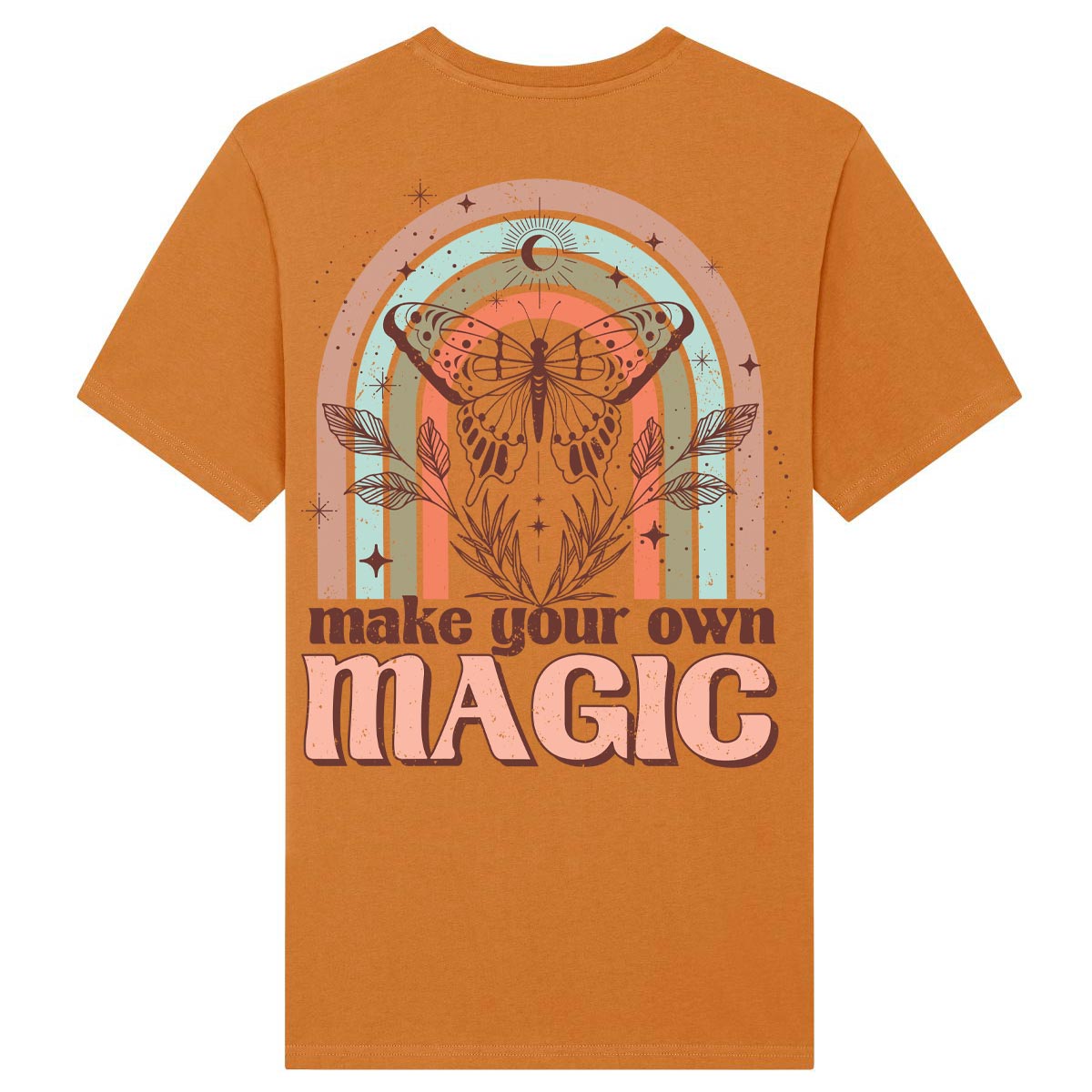 Ladies orange western tees back Magic