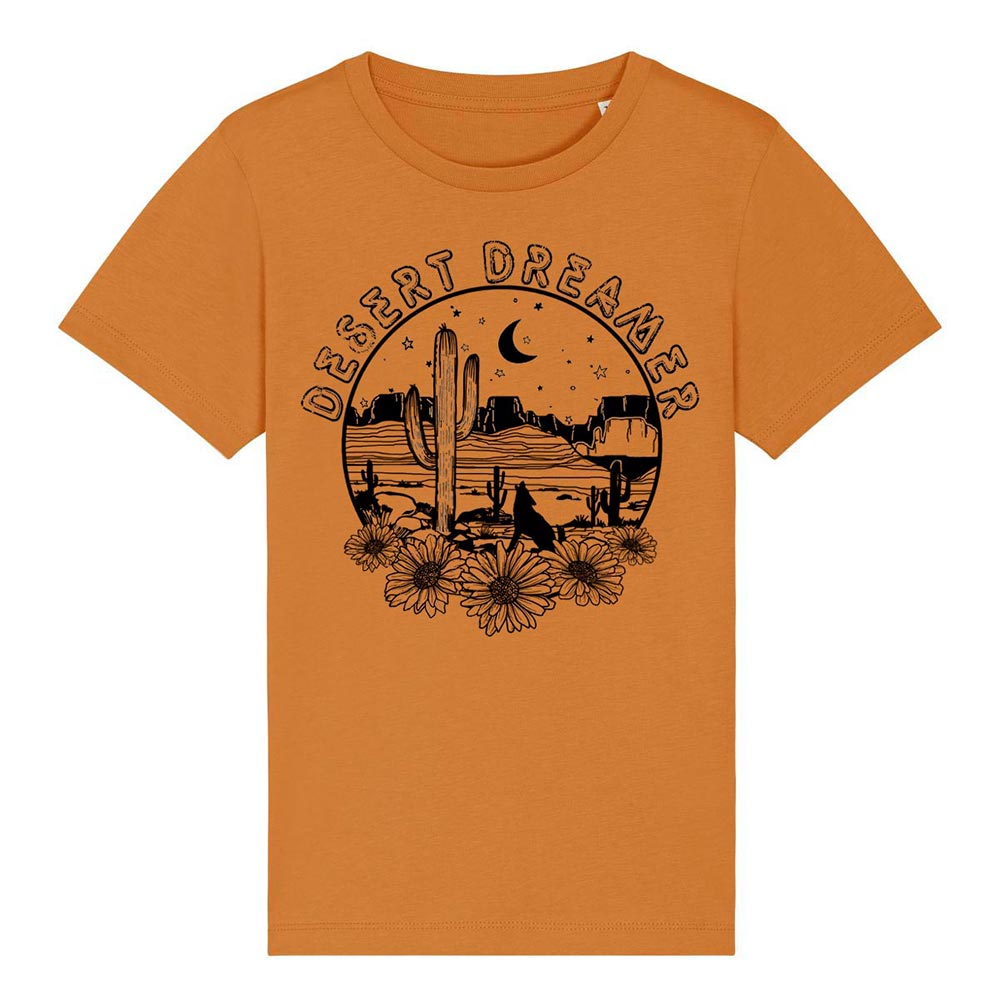 Kids orange western tees front Desert Dreamer