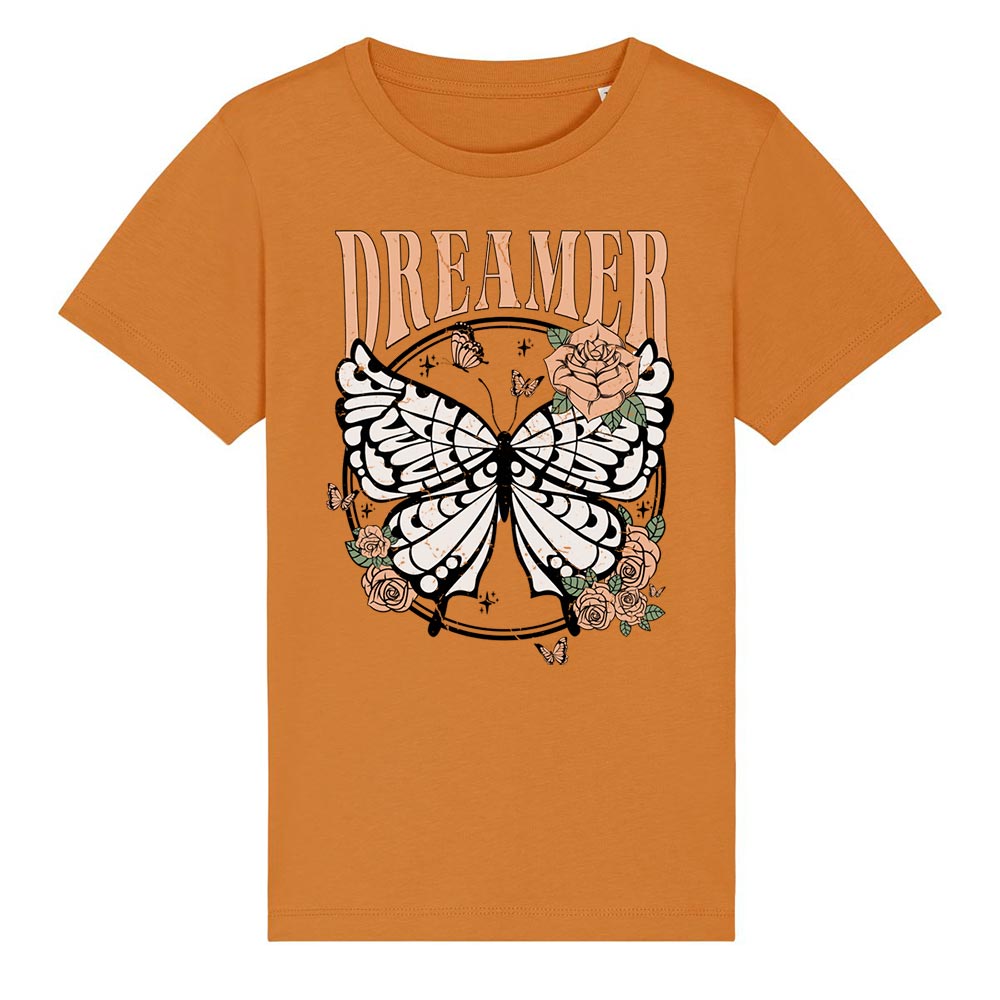 Kids orange western tees front Dreamer