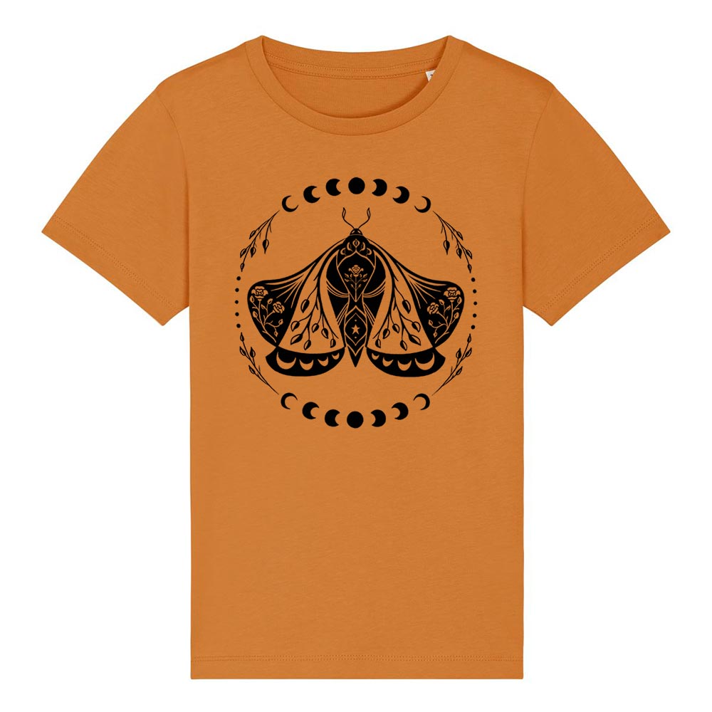 Kids orange western tees front Moth