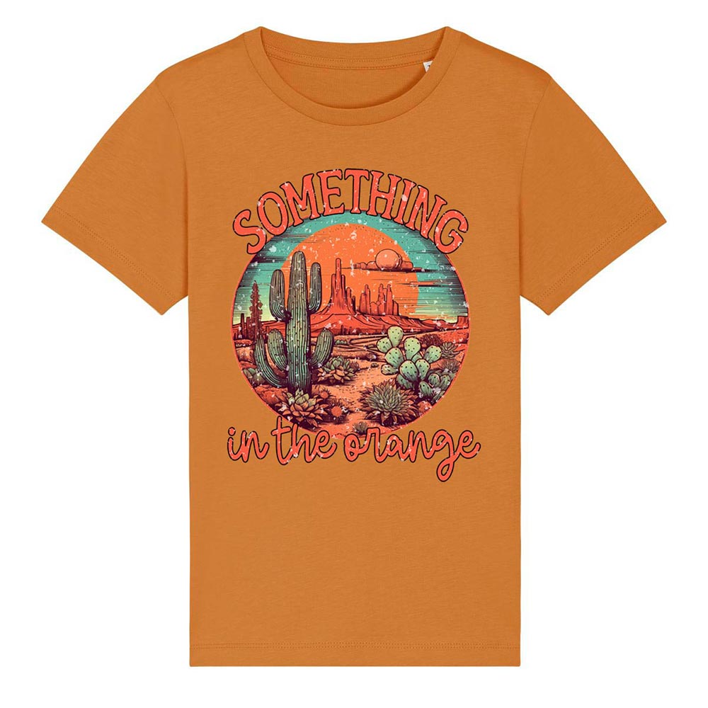 Kids orange western tees front Something in the Orange