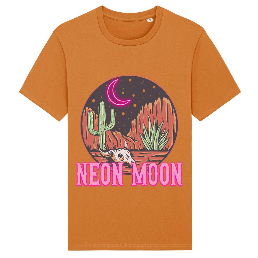 Ladies orange western tees front Neon Moon