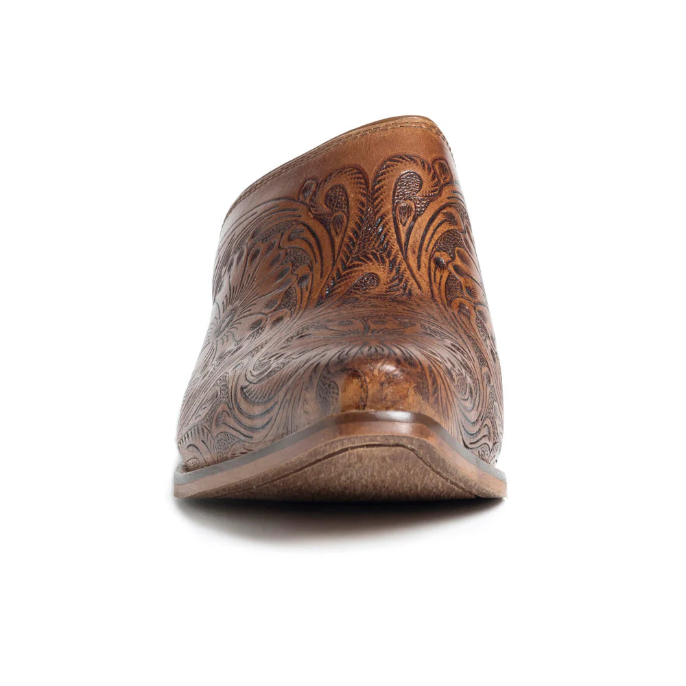 Valeria Hand-tooled Mules In Brown