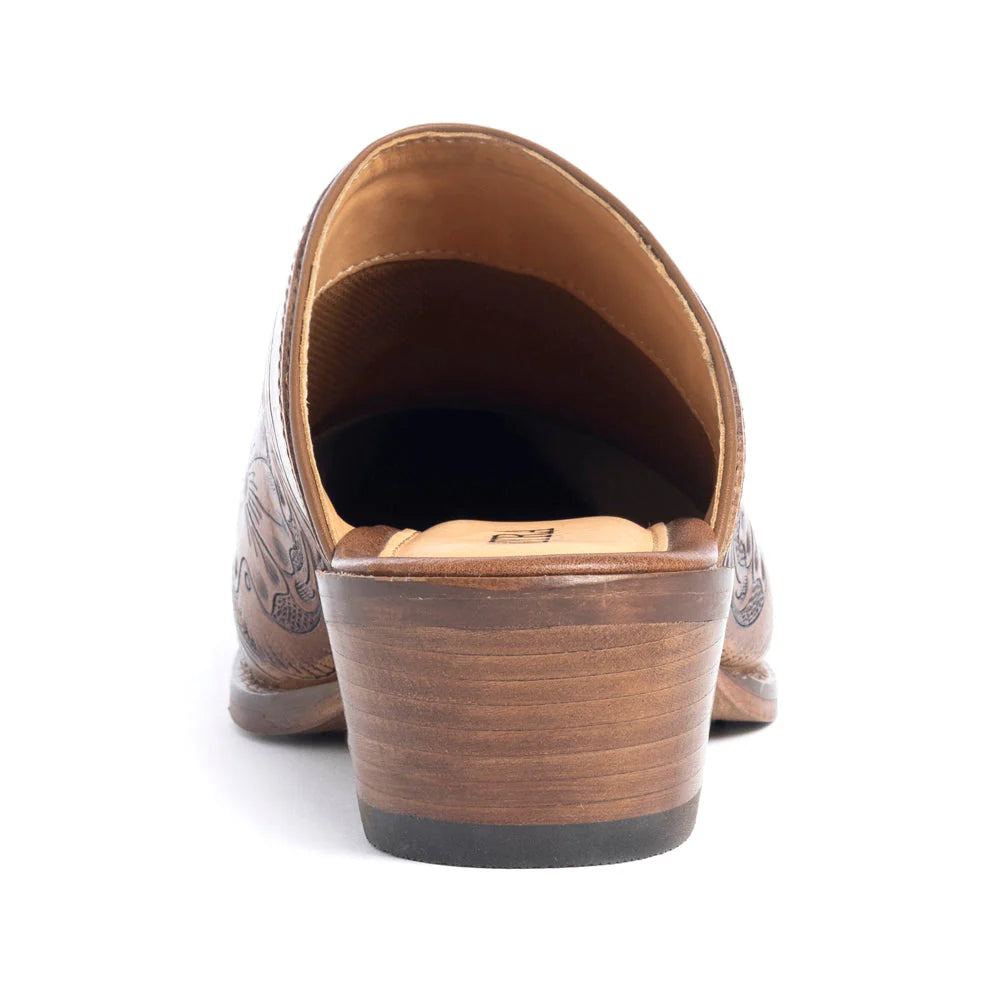 Valeria Hand-tooled Mules In Brown
