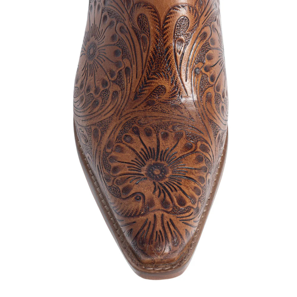 Valeria Hand-tooled Mules In Brown
