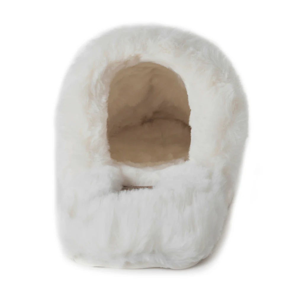 Alamosa Hair-on Hide Lined Slippers in Brown & White