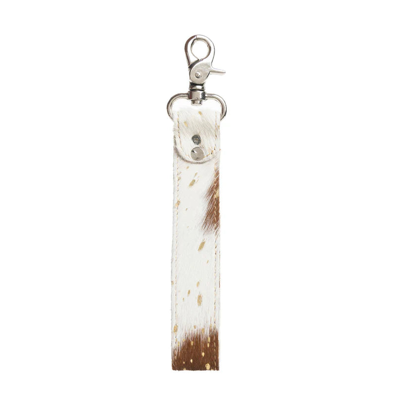 Myra Bag Concho Delight Key Fob in Brown & White