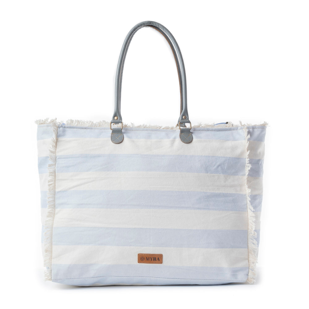 Saint Tropez Weekender Bag In White & Sky Blue