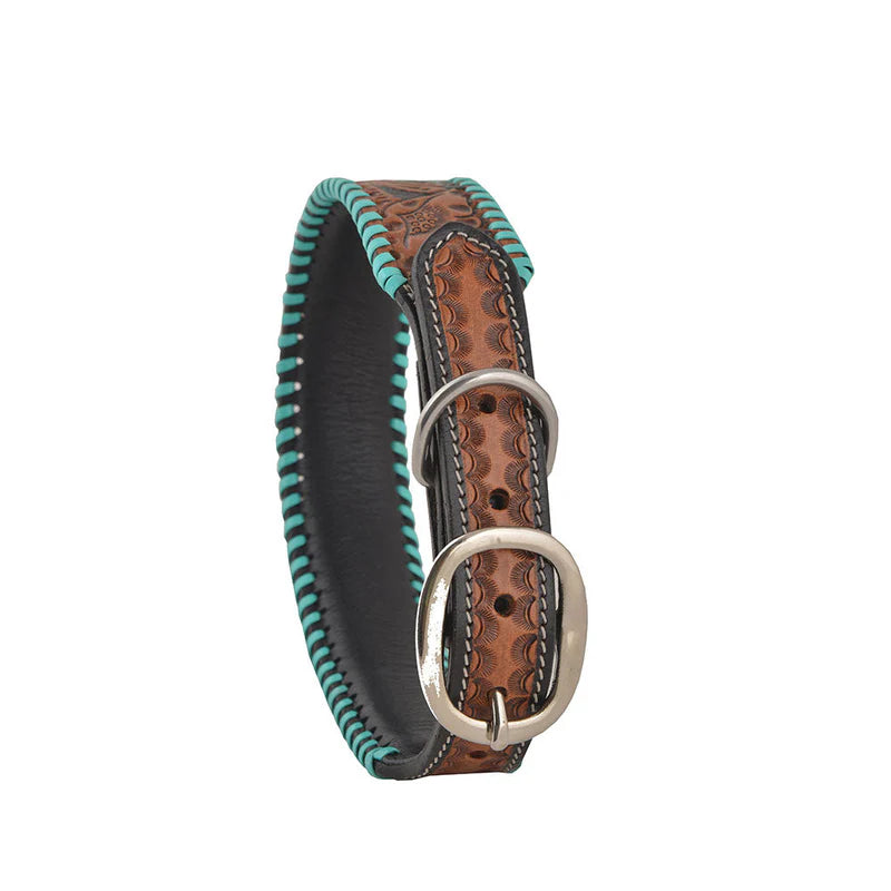 Myra Bag Full bloom Hand-Tooled Leather Dog Collar