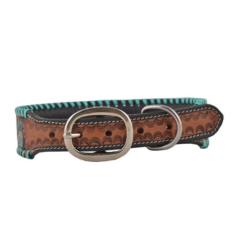 Myra Bag Full bloom Hand-Tooled Leather Dog Collar