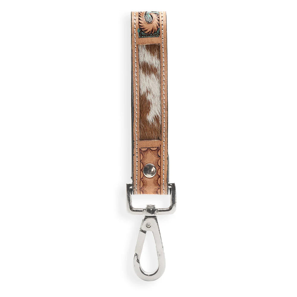 Myra Bag Jackstone Hand-tooled Leather Key Chain
