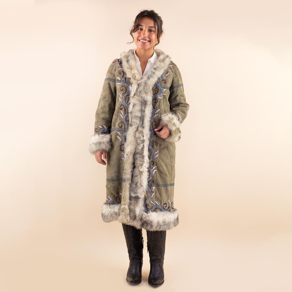 Afghan coat Farahnaz groen embroidery