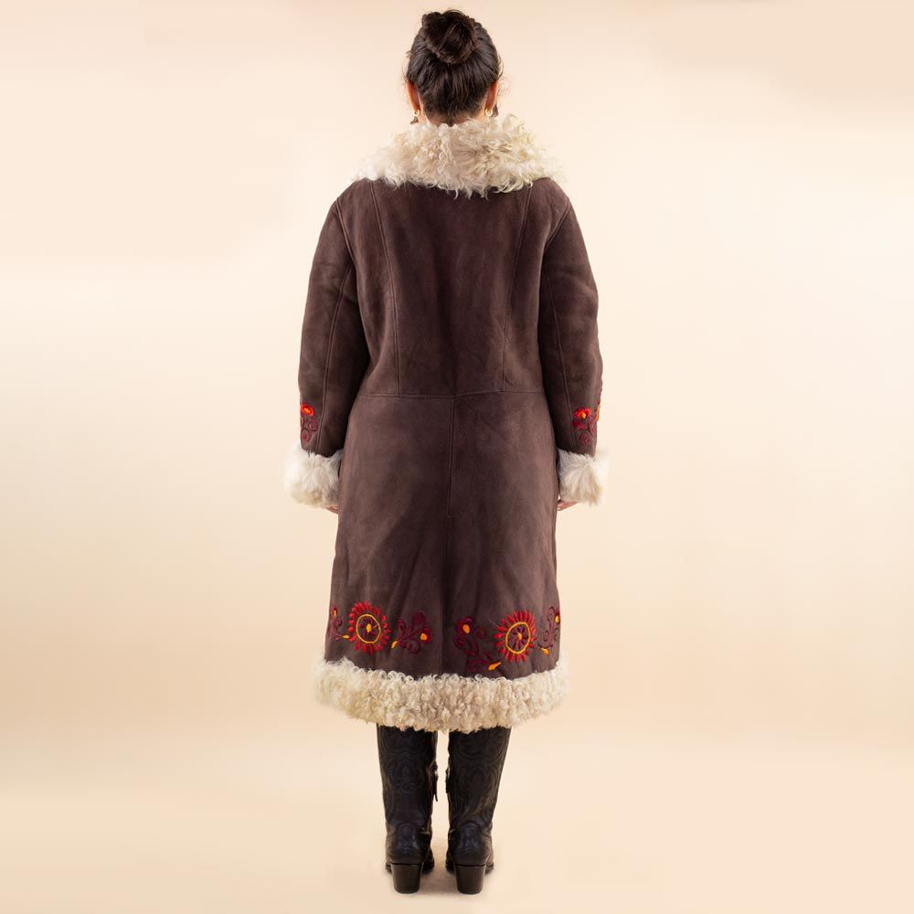 Afghan coat Nazanin donkerbruin embroidery