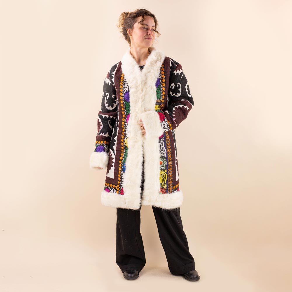 Afghan Suzani coat Zahir zwart - bruin