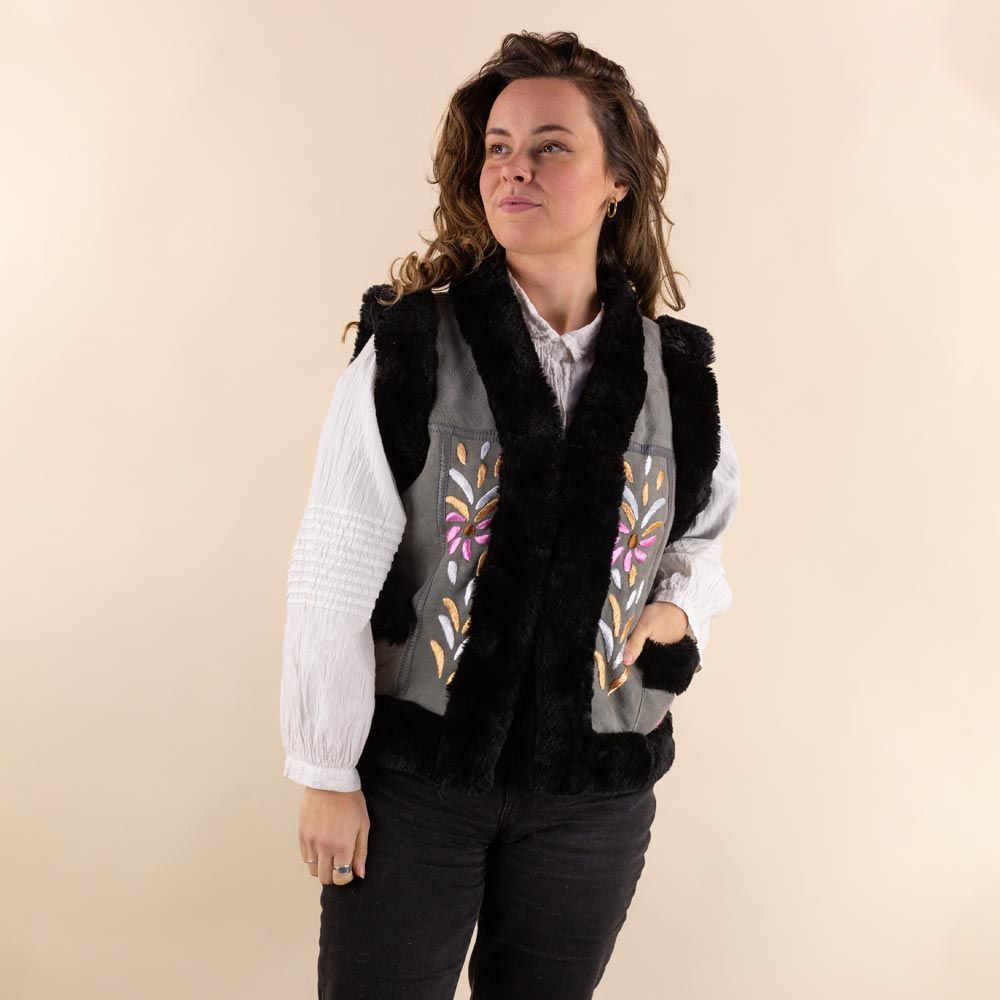 Afghan waistcoat Adina licht grijs