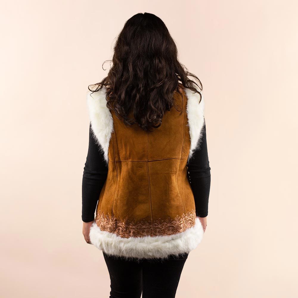 Afghan waistcoat Aicha cognac