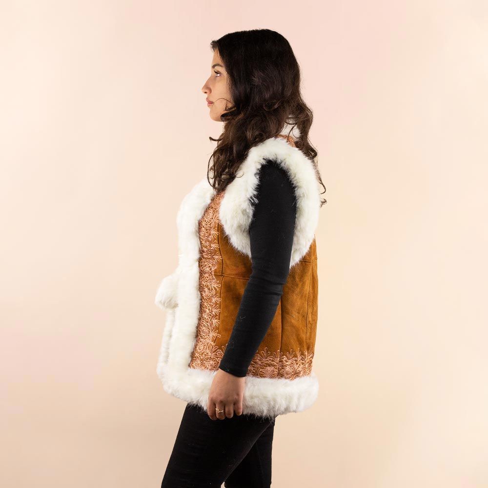 Afghan waistcoat Aicha cognac