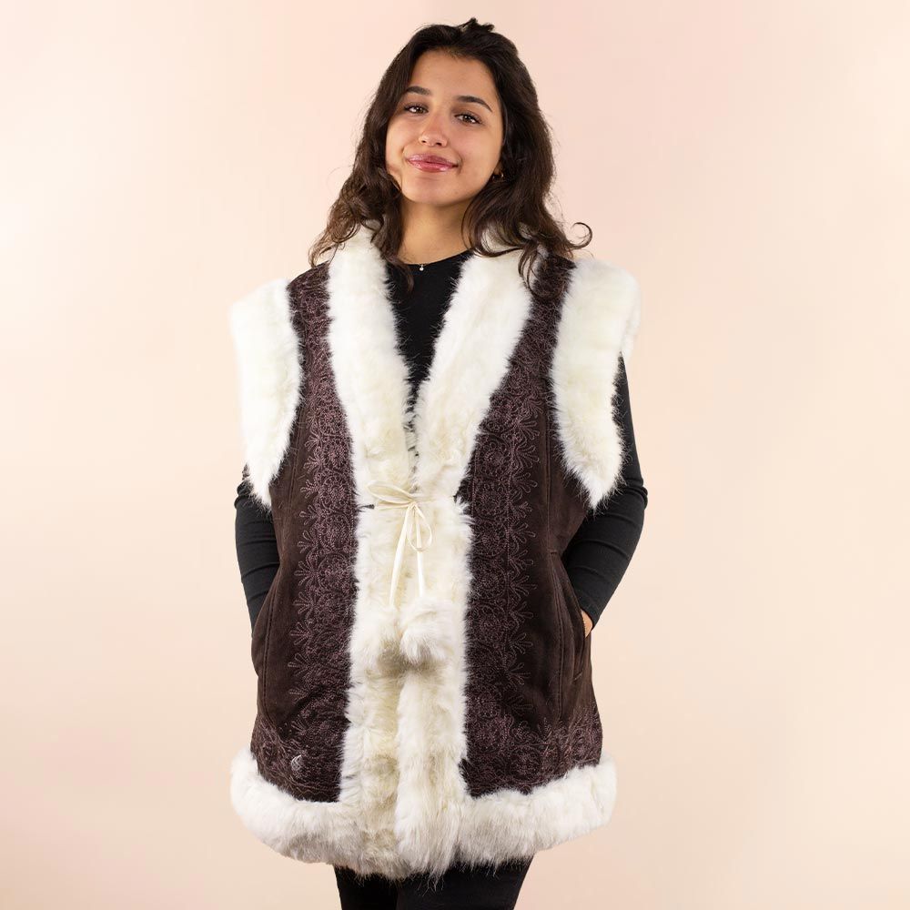 Afghan waistcoat Hannah donkerbruin