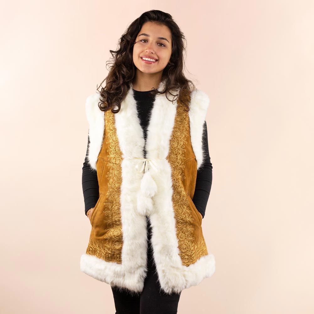 Afghan waistcoat Kyra bruin