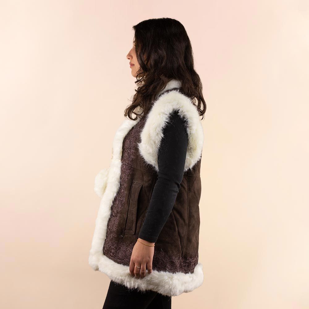 Afghan waistcoat Quinn donkerbruin