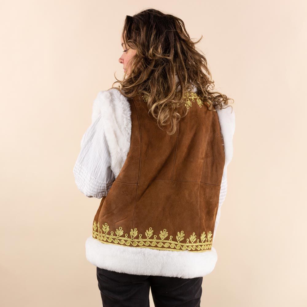 Afghan waistcoat Roma cognac