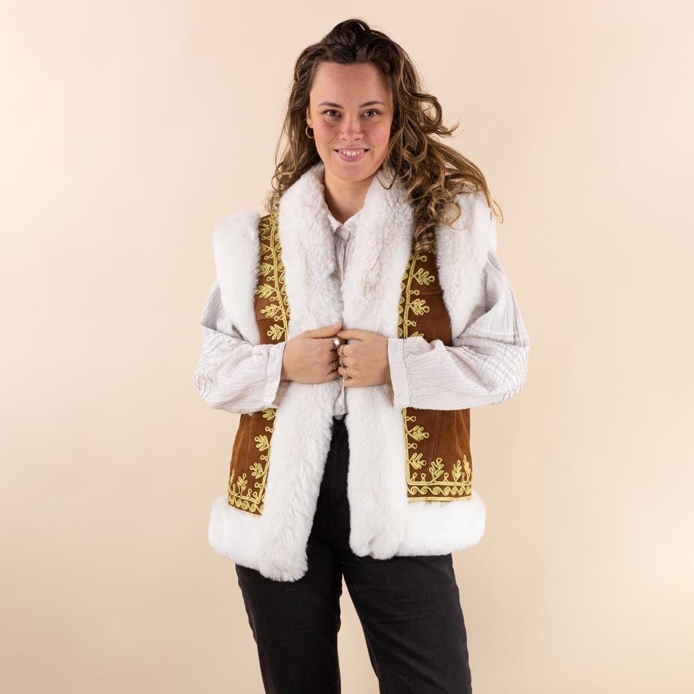 Afghan waistcoat Roma cognac