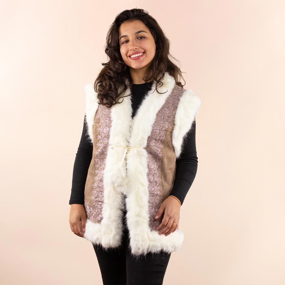 Afghan waistcoat Rosalie taupe