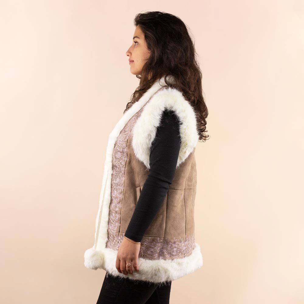 Afghan waistcoat Rosalie taupe