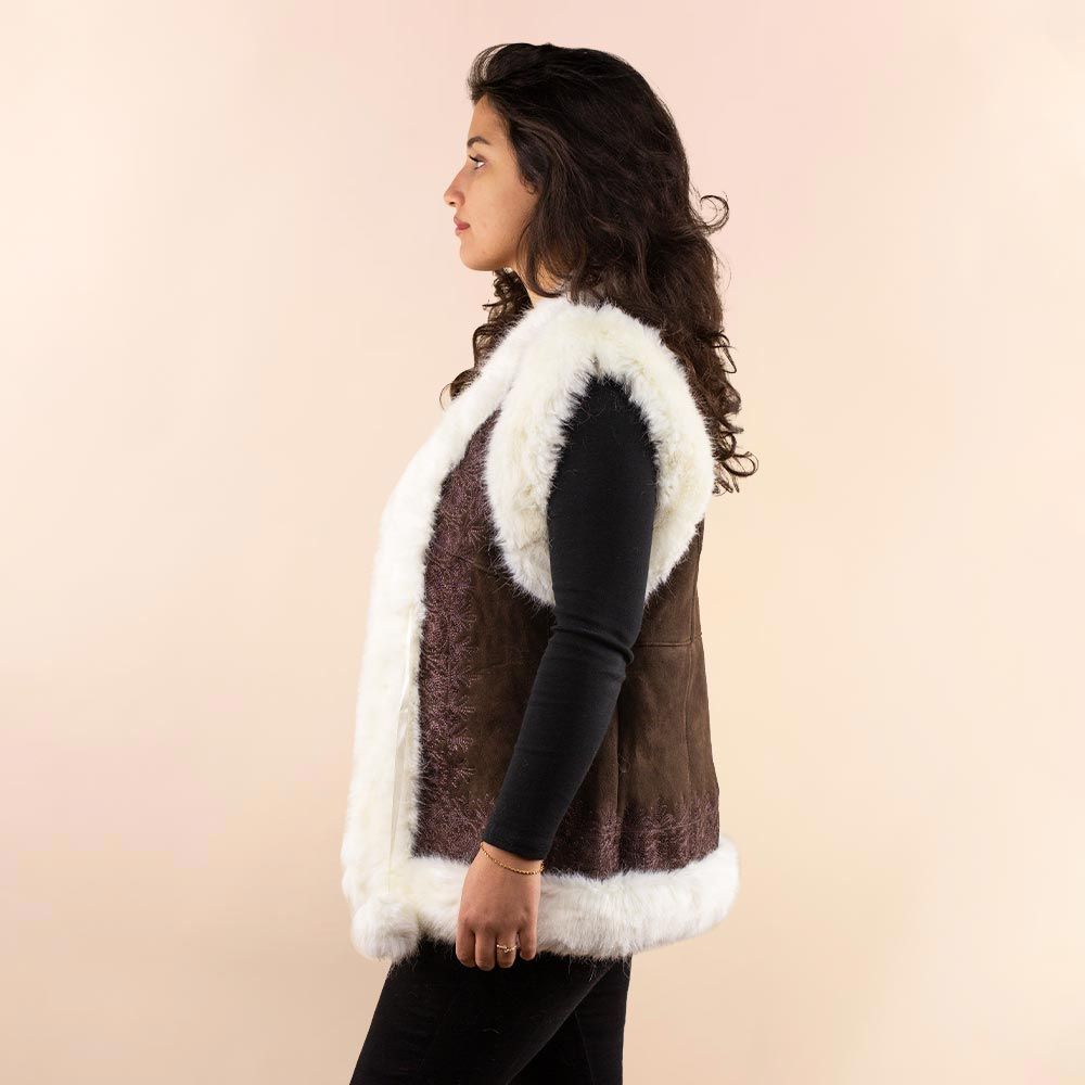 Afghan waistcoat Sadie donkerbruin