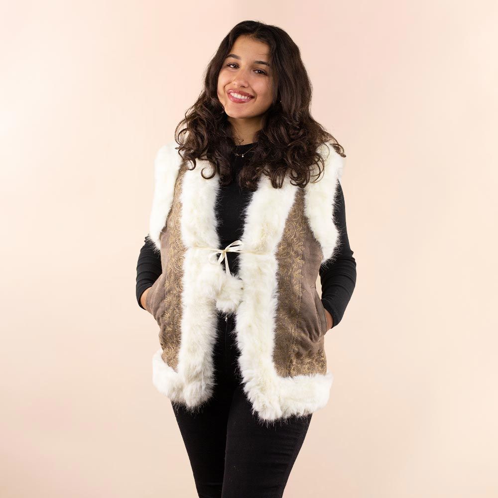 Afghan waistcoat Suse taupe