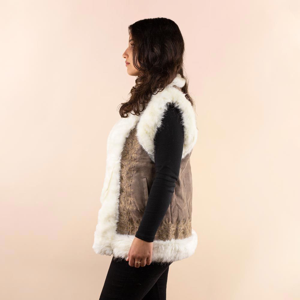 Afghan waistcoat Suse taupe