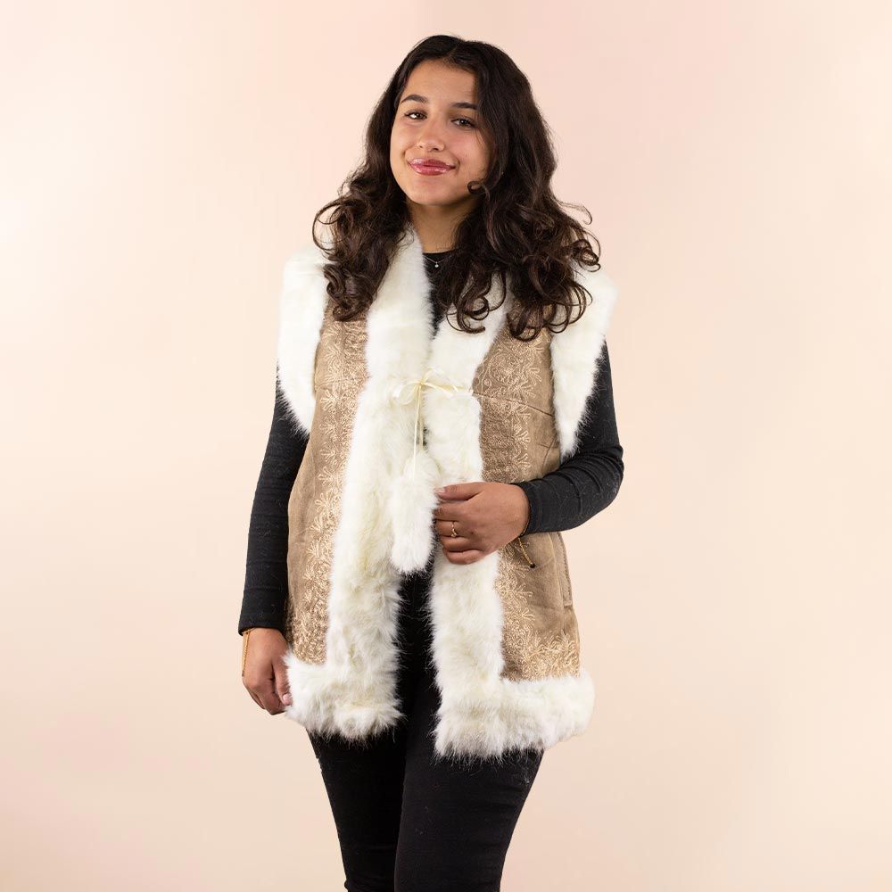 Afghan waistcoat Veerle taupe