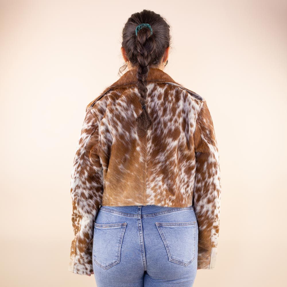 Cow print leather biker jacket Binky