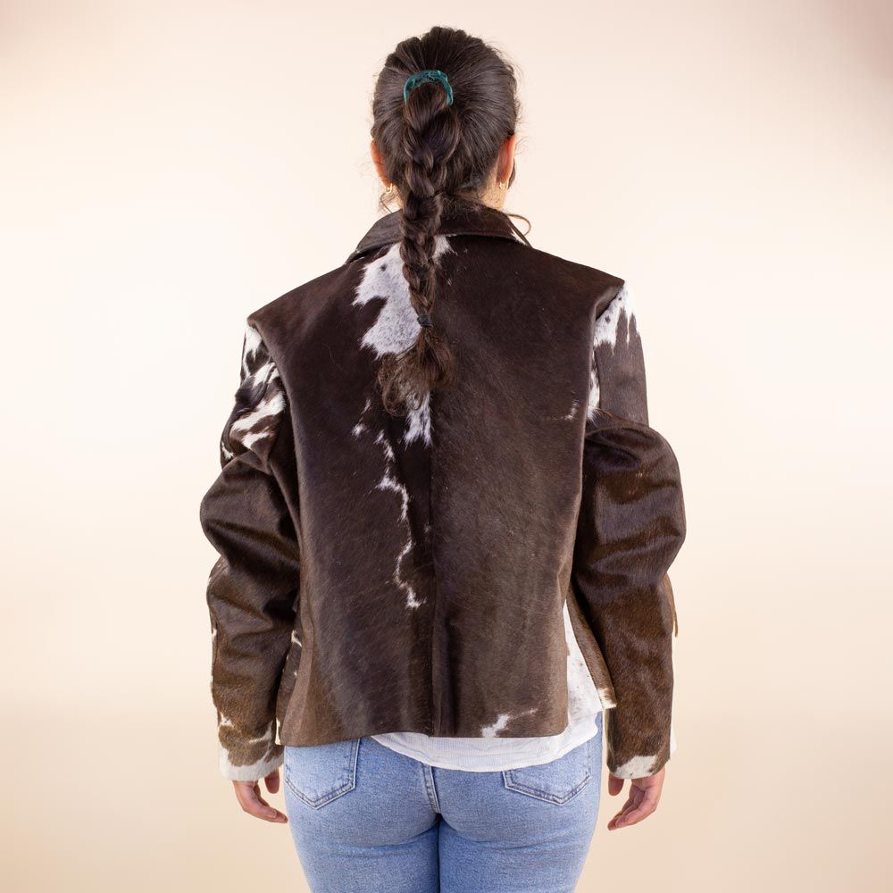 Cow print leather biker jacket Dotty