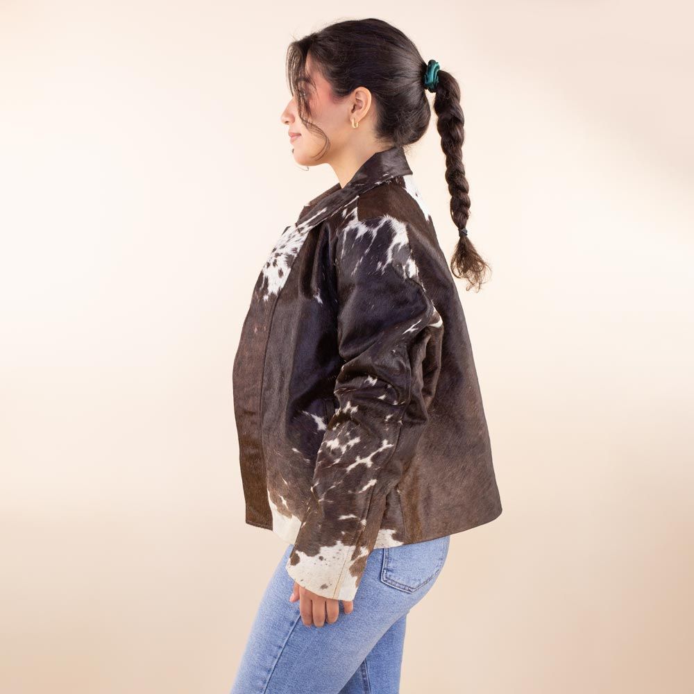 Cow print leather biker jacket Dotty