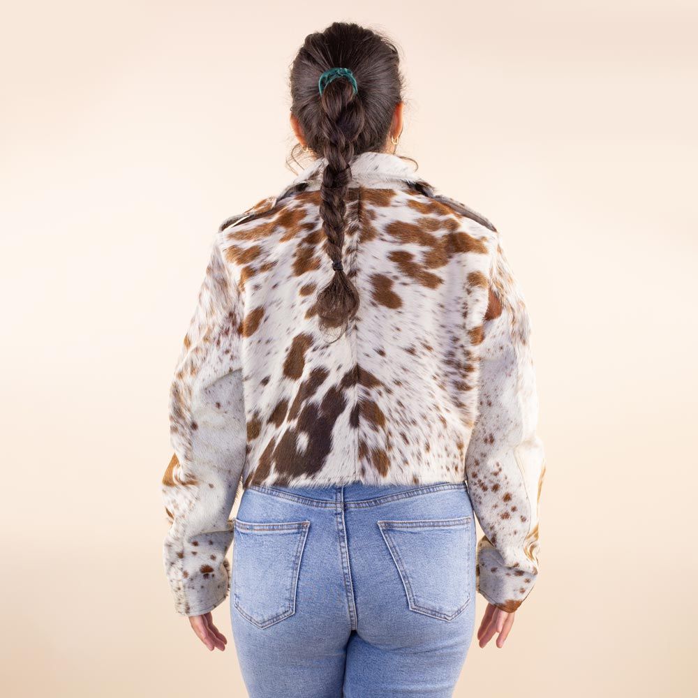 Cow print leather biker jacket Lieve