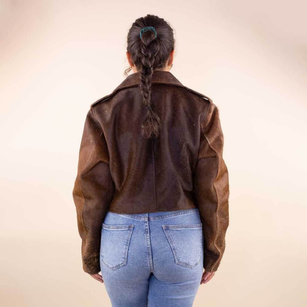 Cow print leather biker jacket Milky