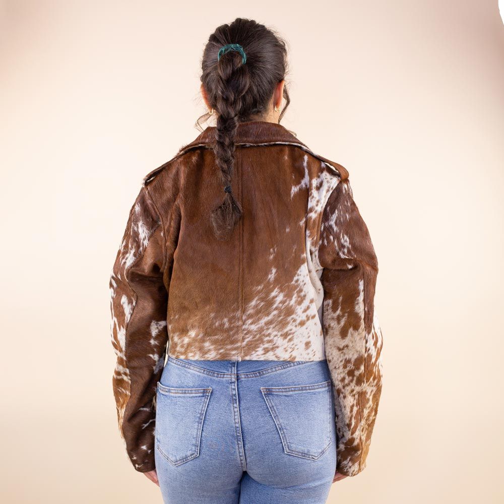 Cow print leather biker jacket Stormy